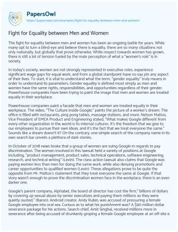 Essay on Fight for Equality between Men and Women