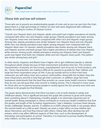 Essay on Obese Kids and Low Self-esteem