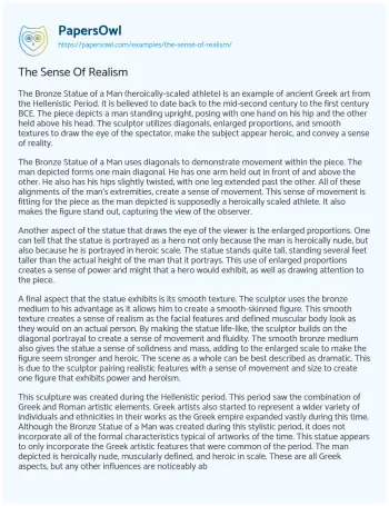 Essay on The Sense of Realism