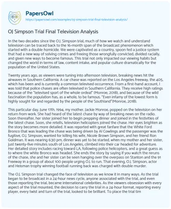 Essay on OJ Simpson Trial Final Television Analysis