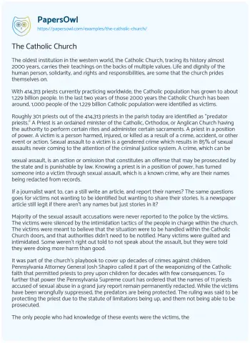 Essay on The Catholic Church