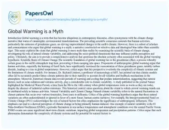 Essay on Global Warming is a Myth