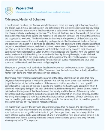 Essay on Odysseus, Master of Schemes