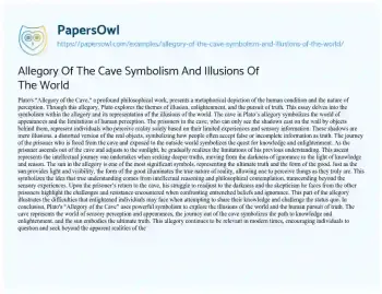 Essay on Allegory of the Cave Symbolism and Illusions of the World