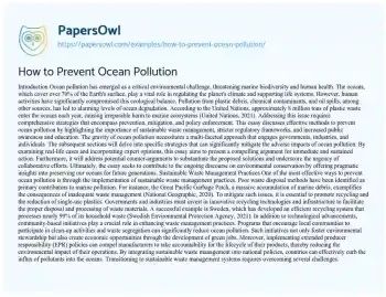 Essay on How to Prevent Ocean Pollution