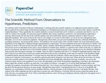 Essay on The Scientific Method from Observations to Hypotheses, Predictions