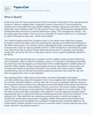 Essay on What is Brexit?