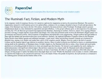 Essay on The Illuminati: Fact, Fiction, and Modern Myth