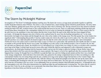 Essay on The Storm by Mcknight Malmar