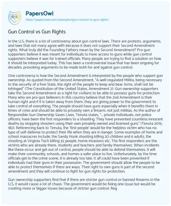 Essay on Gun Control Vs Gun Rights