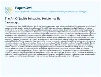 Essay on The Art of Judith Beheading Holofernes by Caravaggio