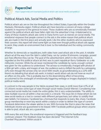 Essay on Political Attack Ads, Social Media and Politics