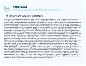 Essay on The History of Modernist Literature