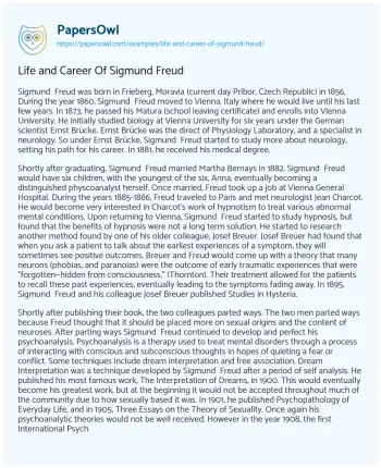 Essay on Life and Career Of Sigmund Freud