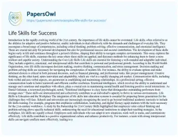 Essay on Life Skills for Success