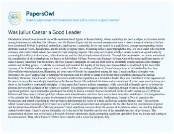 Essay on Was Julius Caesar a Good Leader