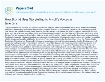Essay on How Brontë Uses Storytelling to Amplify Voices in Jane Eyre
