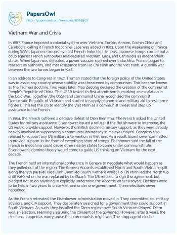 Essay on Vietnam War and Crisis