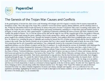 Essay on The Genesis of the Trojan War: Causes and Conflicts