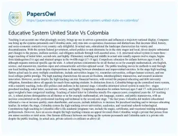 Essay on Educative System United State Vs Colombia