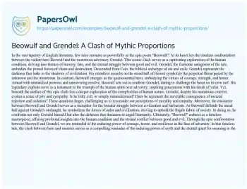 Essay on Beowulf and Grendel: a Clash of Mythic Proportions