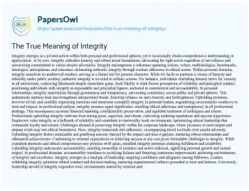 Essay on The True Meaning of Integrity