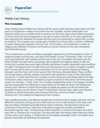 Essay on Middle East History