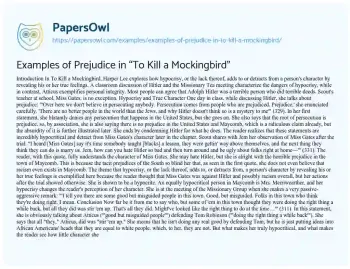 Essay on Examples of Prejudice in “To Kill a Mockingbird”