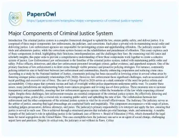 Essay on Major Components of Criminal Justice System