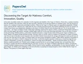 Essay on Discovering the Target Air Mattress: Comfort, Innovation, Quality