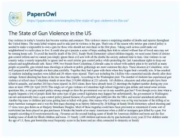 Essay on The State of Gun Violence in the US