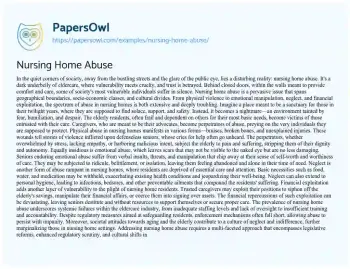 Essay on Nursing Home Abuse