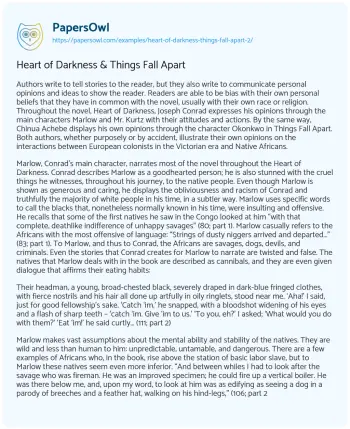 Essay on Heart of Darkness & Things Fall Apart