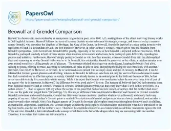 Essay on Beowulf and Grendel Comparison