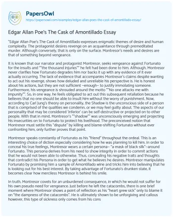 Essay on Edgar Allan Poe’s the Cask of Amontillado Essay