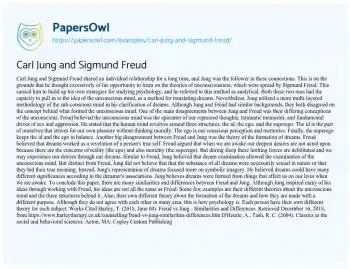 Essay on Carl Jung and Sigmund Freud