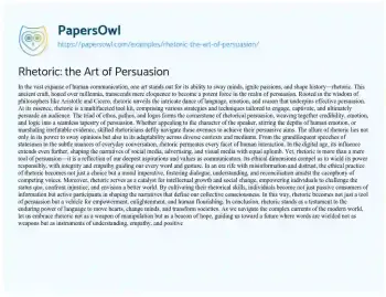 Essay on Rhetoric: the Art of Persuasion