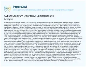 Essay on Autism Spectrum Disorder: a Comprehensive Analysis