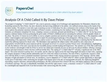 Essay on Analysis of a Child Called it by Dave Pelzer