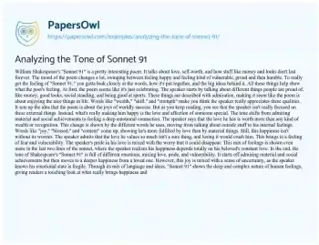 Essay on Analyzing the Tone of Sonnet 91