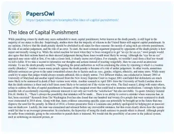 Essay on The Idea of Capital Punishment