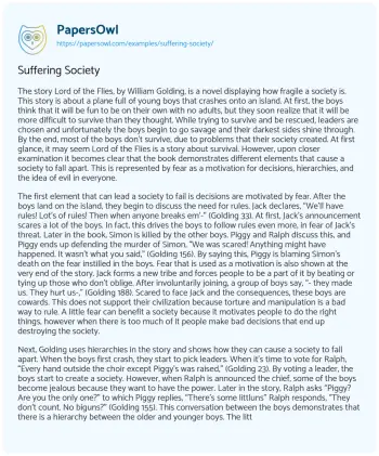 Essay on Suffering Society