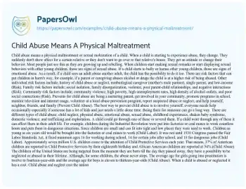 Essay on Child Abuse Intervention Methods