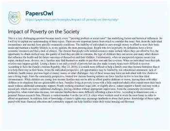 Essay on Impact of Poverty on the Society