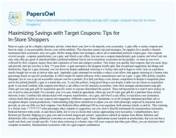 Essay on Maximizing Savings with Target Coupons: Tips for In-Store Shoppers