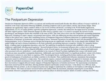 Essay on The Postpartum Depression