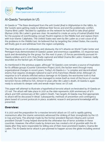 Essay on Al-Qaeda Terrorism in US