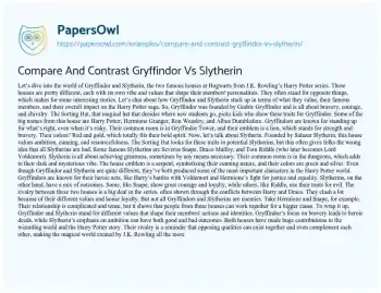 Essay on Compare and Contrast Gryffindor Vs Slytherin