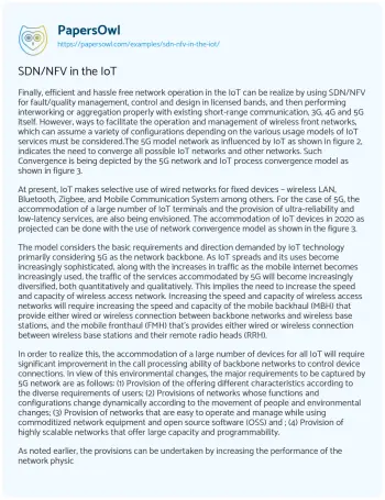 Essay on SDN/NFV in the IoT