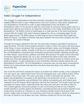 Essay on India’s Struggle for Independence